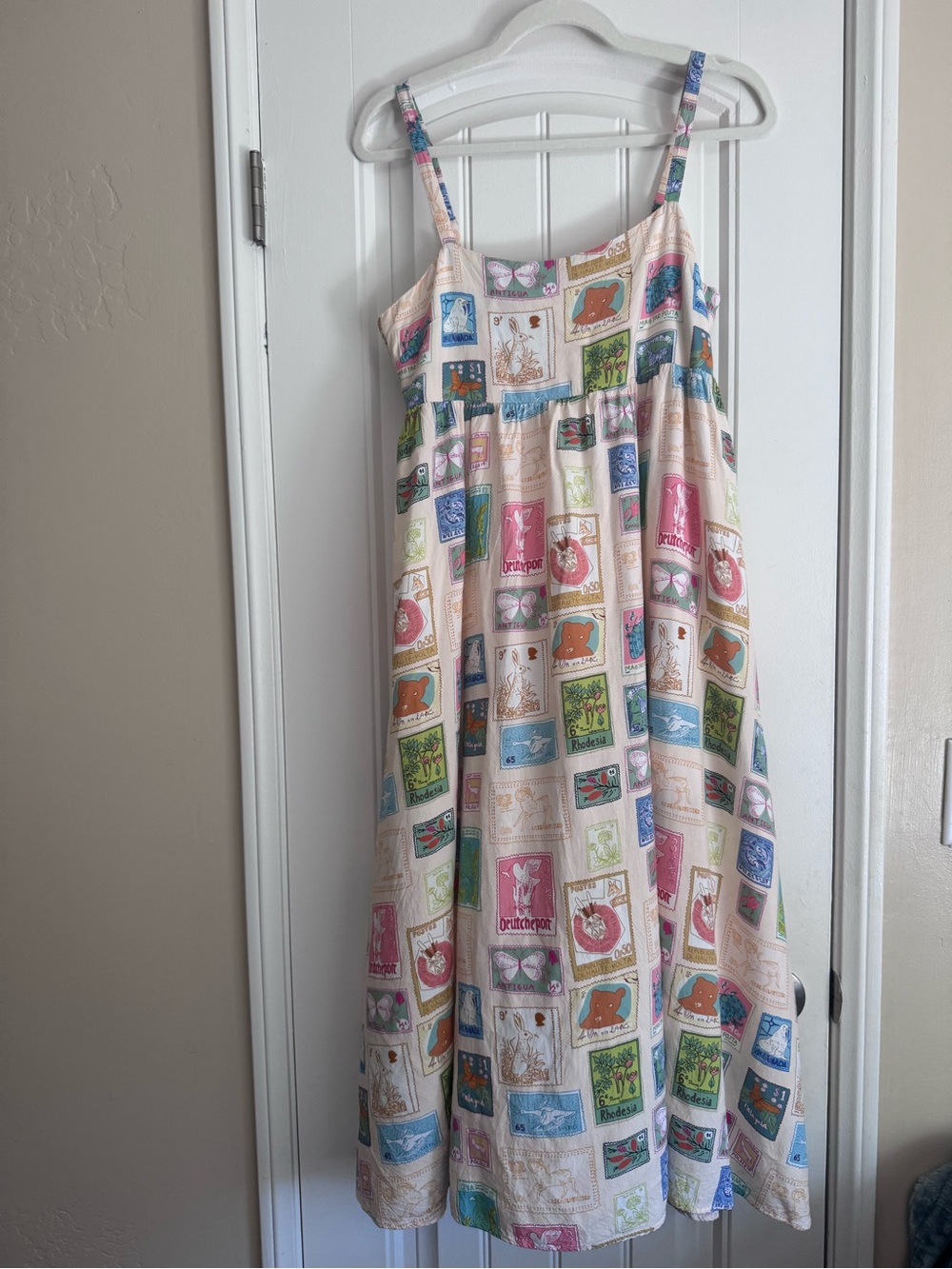 Womens Whimsical stamp Light Pink Print maxi Sundress